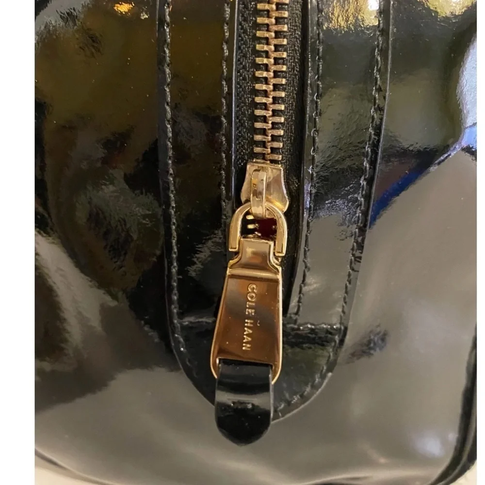 Cole Haan Black Woven patent Leather Tote Bag